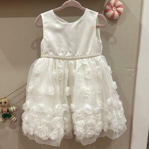 Elegant White Floral Kids Dress